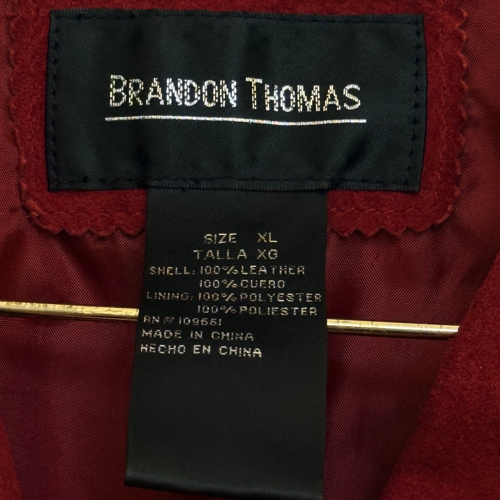 Vintage Brandon Thomas Garnet Cranberry Suede Leather Blazer XL Y2K - Picture 4 of 7
